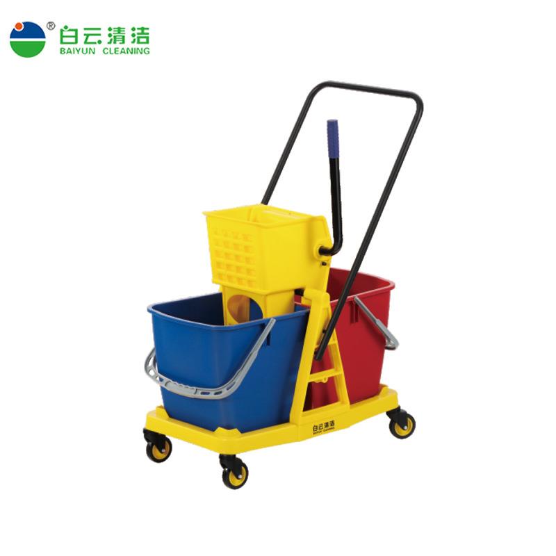 清洁双桶轻便式排水桶榨水车295下压式把布可排水墩拖拖挤水器