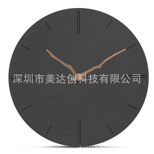 现代木制钟表挂墙创意欧式MDF木静音挂钟黑色艺术感简约时尚