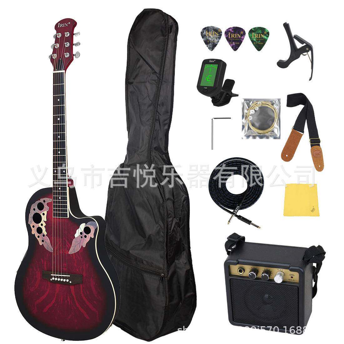 41寸民谣吉他电箱亮光初学吉他云杉面板葡萄孔EQ民谣吉他guitar琴