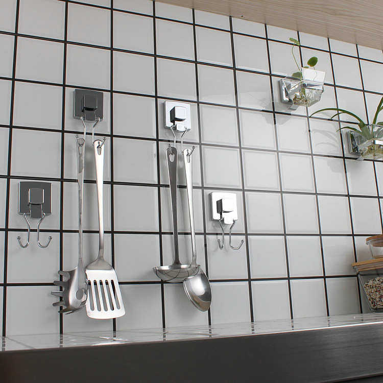 吸盘挂钩厨房无痕浴室不锈钢衣帽双沟墙壁强力承重真空免打孔排钩,家庭/个人清洁工具,粘钩,淘宝优惠券,粉丝福利购,淘宝优惠卷