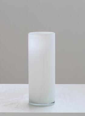 碧轩现代简约白色直筒玻璃花瓶酒店大堂装饰婚庆圆柱桌面水培花器