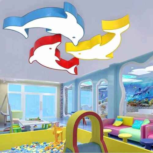 游泳馆吸顶灯灯幼儿园创意造型led灯具卧室海洋馆海豚温馨