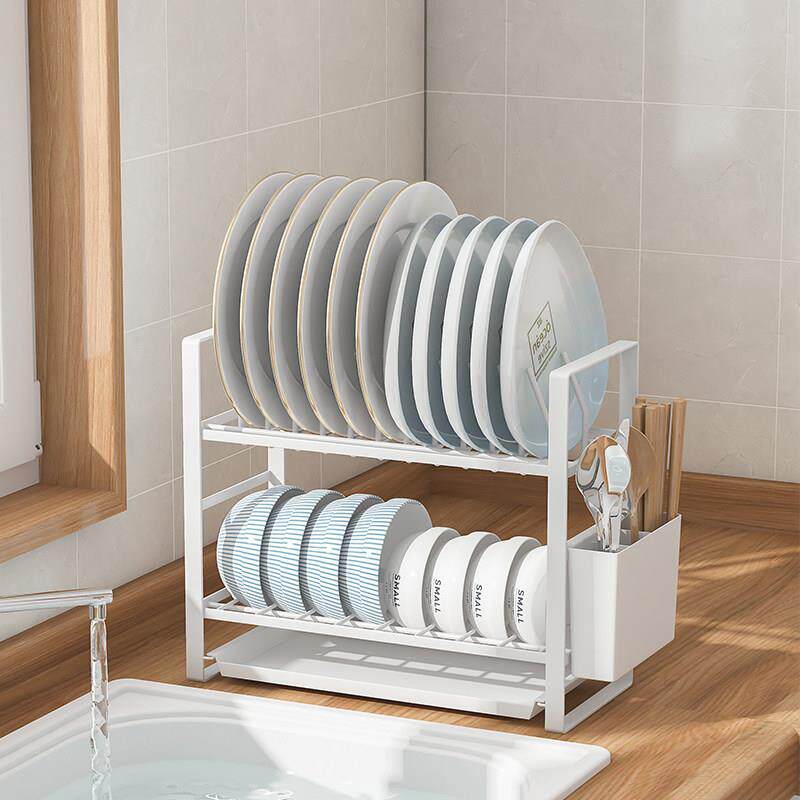 厨房碗盘沥水架台面免安装碗碟架窄小型水槽置物架双层碗碟收纳层