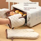 耐高温蒸烤箱用防烫手套加长加厚棉麻防滑微波炉隔热手套厨房家用