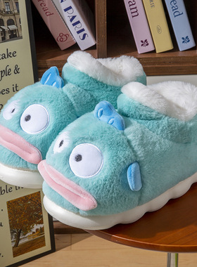 小丑鱼高帮棉拖鞋女2026新款冬季居家用室内爱包跟冬棉拖月子鞋