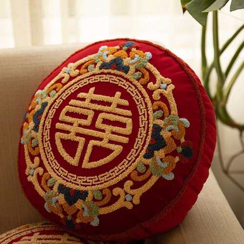 婚枕一结对喜字婚房压JC825637床抱红色沙发靠枕新中式靠垫喜庆婚