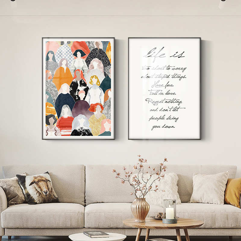 色巧莫兰迪色几何建筑壁画玄关卧室床头画餐厅挂画北欧客厅装饰画图片