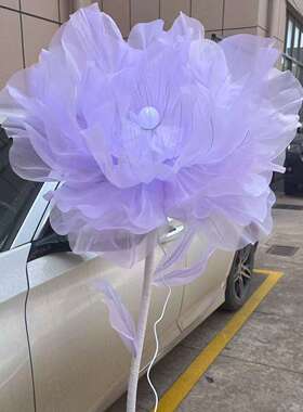 会动的花大型自动开合花电动机械动态牡丹花手工花落地灯装饰