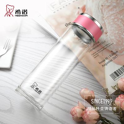 希诺单层无色透明玻璃杯加厚圆形纯色中式送礼简约花茶杯XN-7586