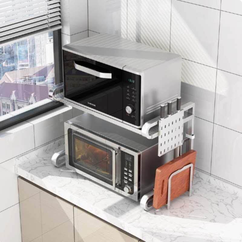 304不锈钢厨房置物架放微波炉架子桌面电饭锅支架蒸炉烤箱架