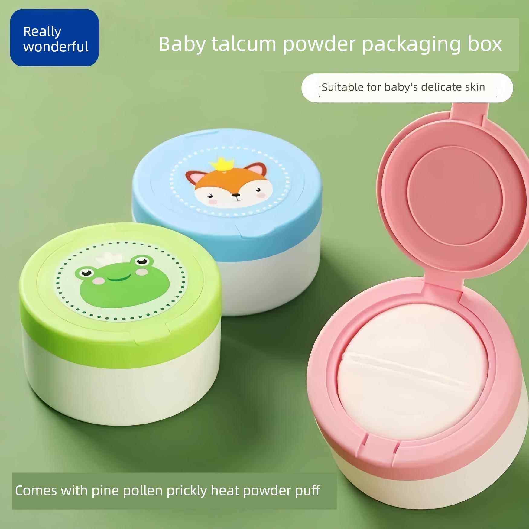 痱子粉扑盒滑石粉粉扑盒婴儿专用婴儿儿童便携粉扑盒空盒包装盒