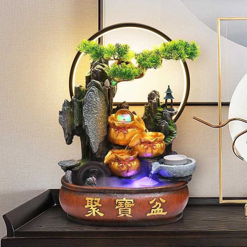 假山流水摆件循环水客厅风水轮招财桌面聚宝盆装饰水景观开业礼物