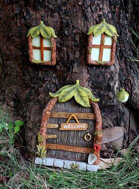 亚马逊新款树叶门窗挂件庭院花园树脂夜光门窗树挂装饰品景观