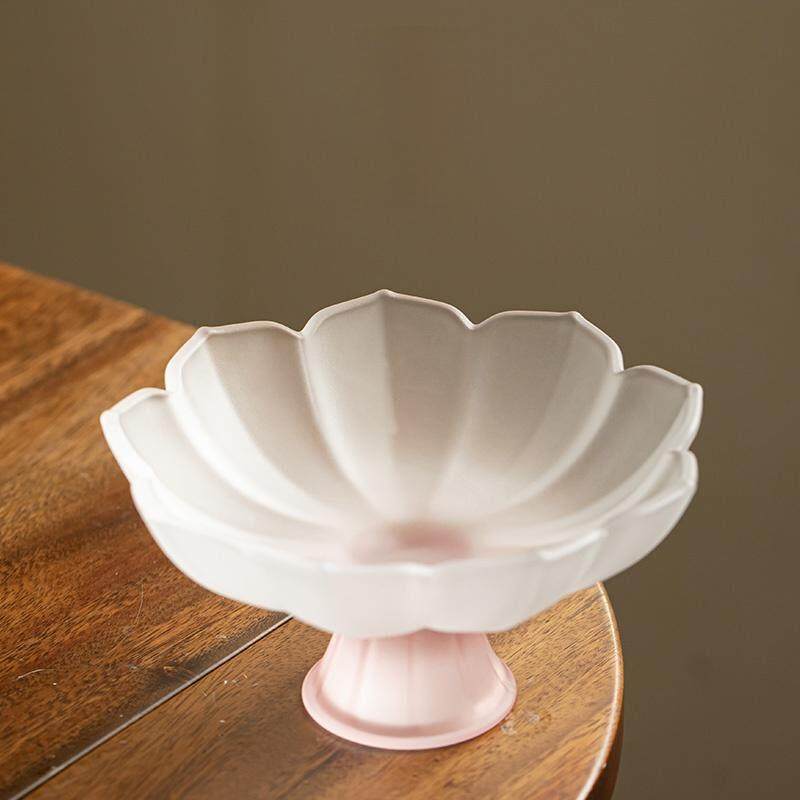 水晶玻璃莲花高脚盘覆古高足茶点盘家用点心盘水果供盘围炉干 干