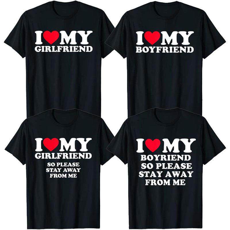 100 Cotton I Love My Hot Girlfriend Heart Gf T-Shirt - 实物图