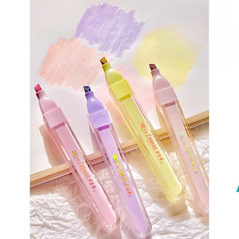 精美闪光荧光笔马卡龙莫兰迪彩色记号笔银色光标记闪光高价值文具