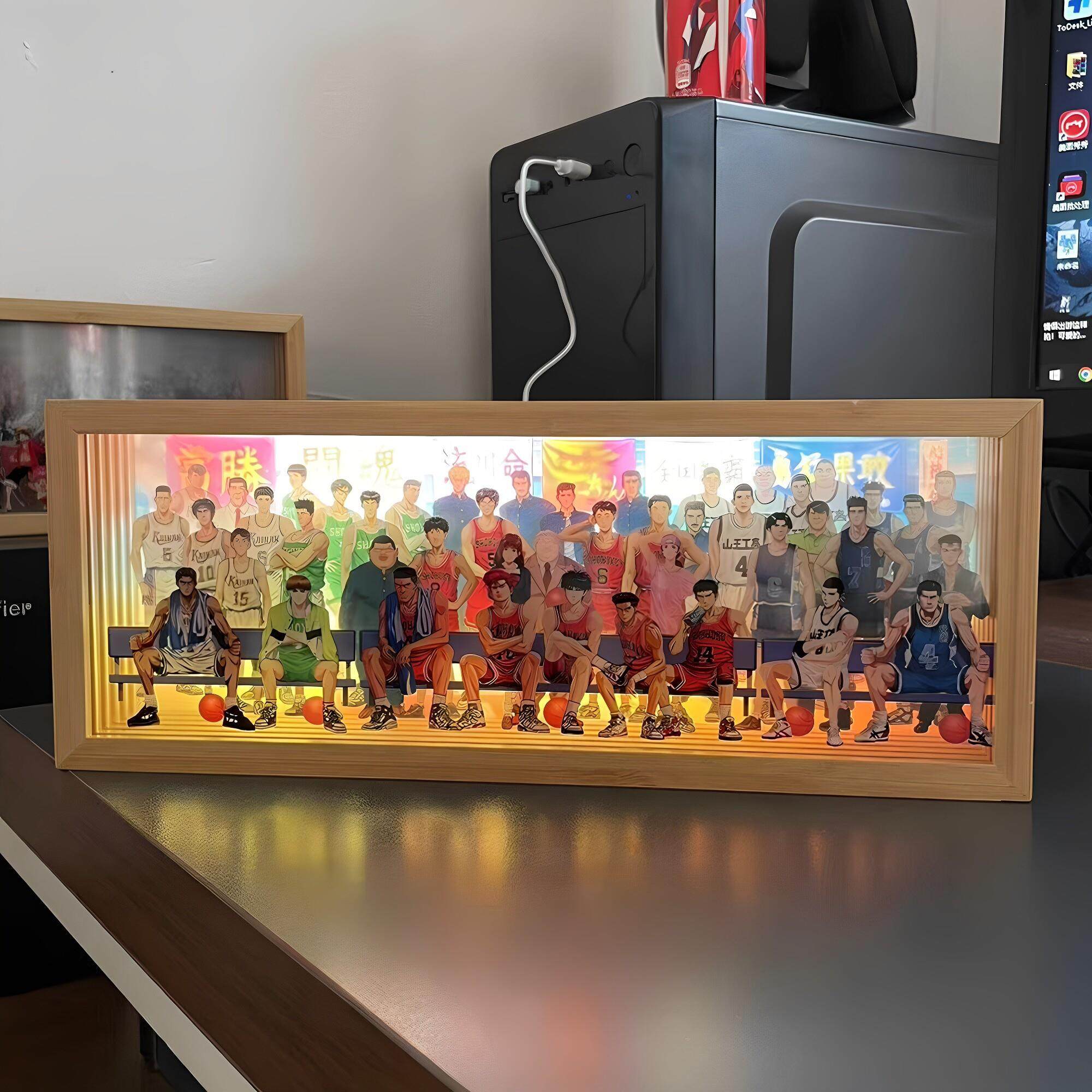 灌篮高手立体全家福装饰画led气氛灯实木画框摆件桌搭礼物摆件灯,家装灯饰光源,氛围灯,淘宝优惠券,粉丝福利购,淘宝优惠卷