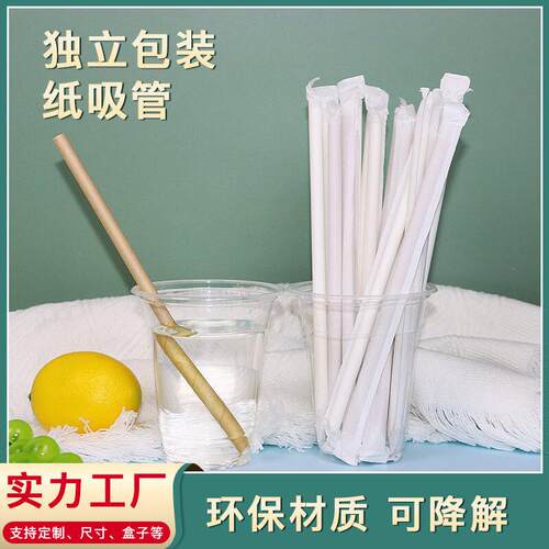 工厂直供一次性纸质吸管可定制logo 100支装paper straw吸管定制
