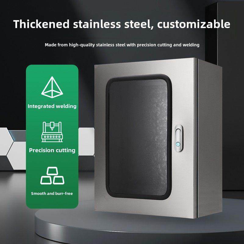 室内外单门带窗不锈钢配电箱表面安装有机玻璃透视基础箱防雨监控