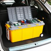 动汽车塑料行置物箱家用带轮杂483物整理式 箱车载旅用品后移备收