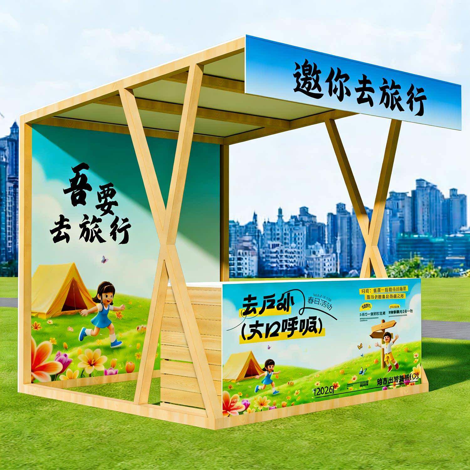 定制摊位架户外可移动市集摆摊架子商业街活动展示架实木促销花车