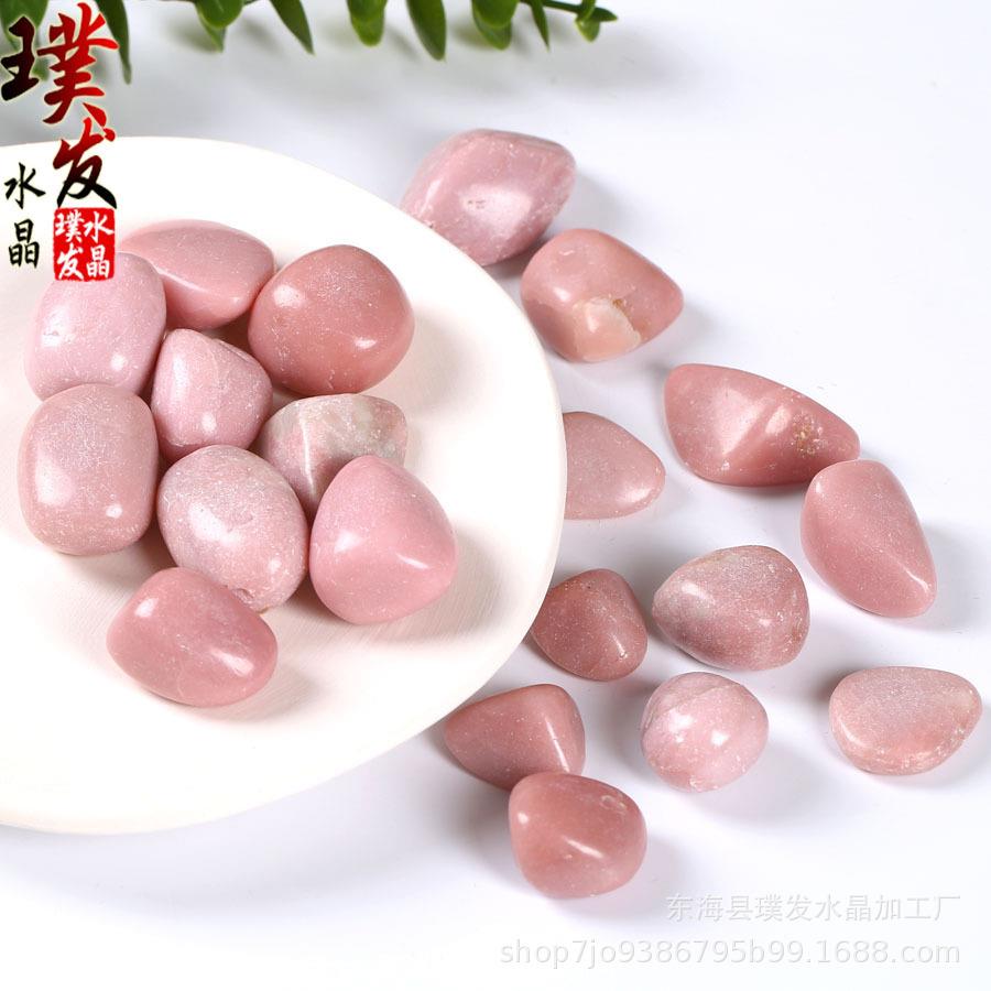 天然粉澳宝滚石大颗粒水晶碎石摆件鱼缸石盆栽装饰跨境商品