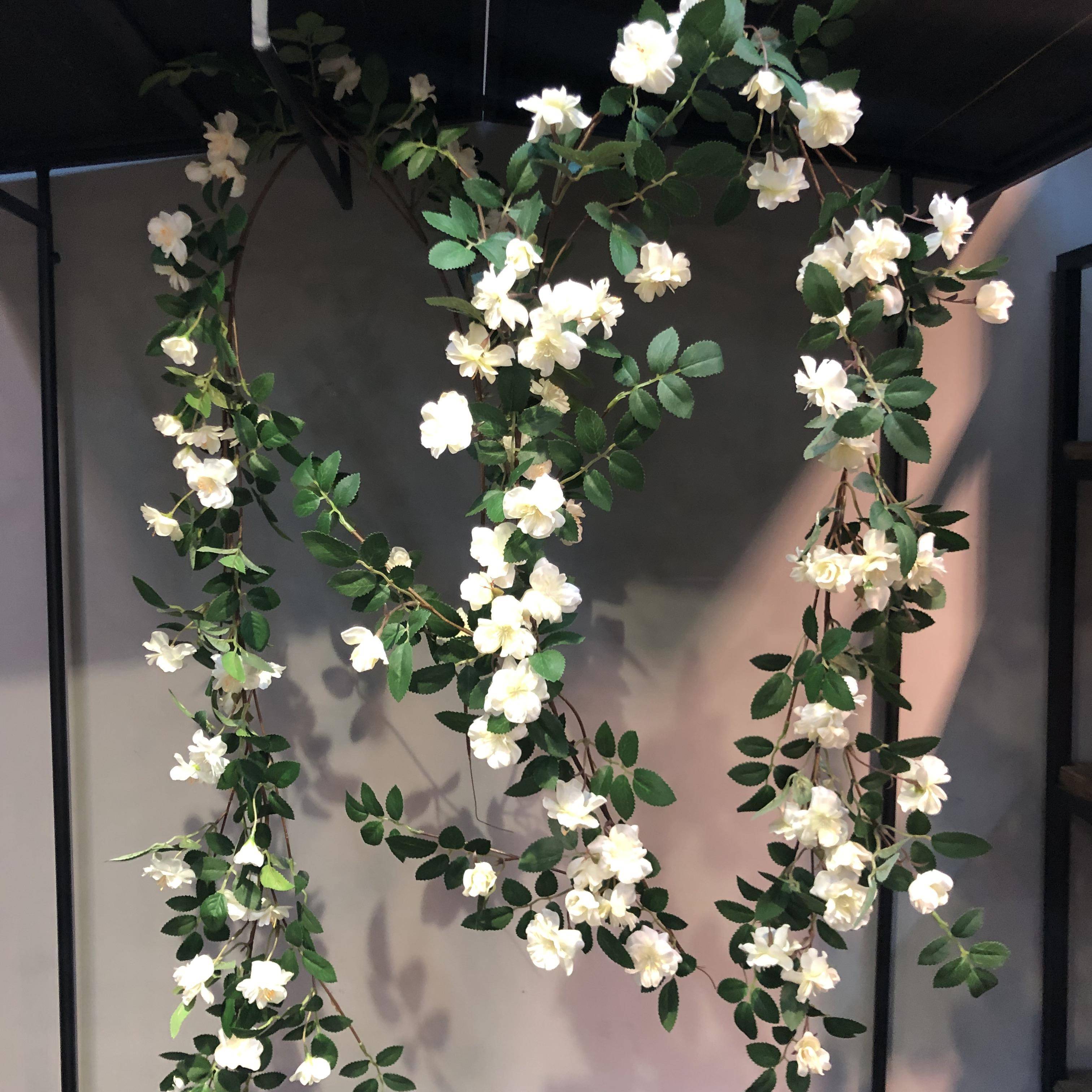 缠绕造景装饰假花藤条藤蔓软装爬藤壁挂蔷薇管道仿真玫瑰花藤绿植