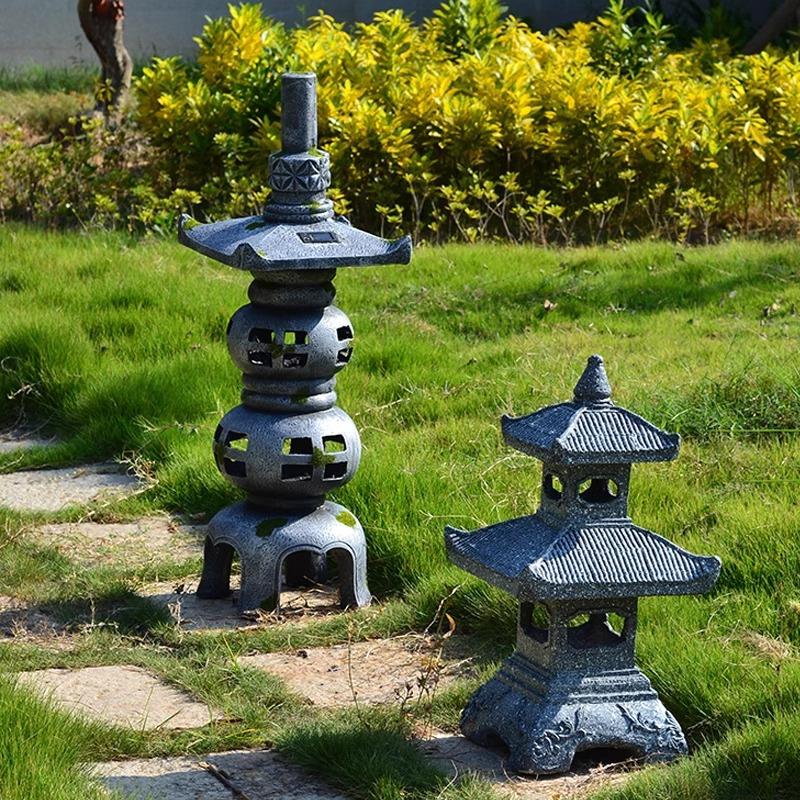复古太阳能庭院花园石塔灯户外落地系列手工中日式建筑造景观摆件