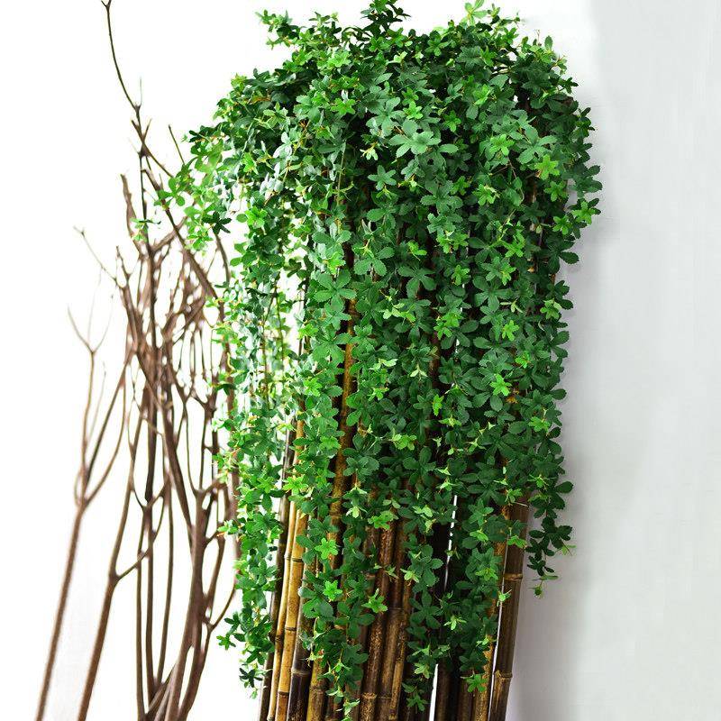 彷真招彷真招财树叶子墙条壁挂吊篮花塑财料假藤装饰绿植藤蔓摆设