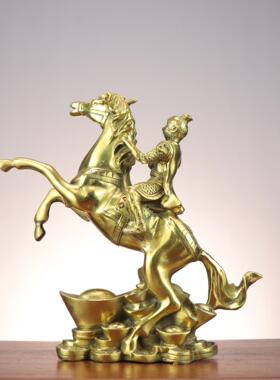 铜黄上封侯马摆件马上猴印拿令LHH旗生肖猴马上封拿侯