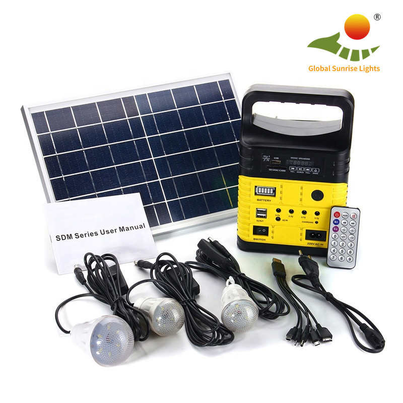 solarlight太阳能发电系统LED照明灯户外野营太阳能10W一拖三3790