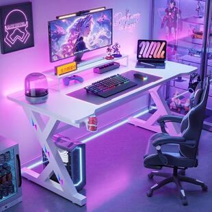 S3电竞桌二分段台式电脑桌家用可装机械臂碳纤维带灯游戏办公桌子