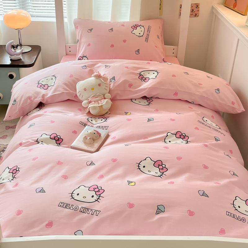 三丽鸥HelloKitty纯棉印花四件套库洛米玉桂狗全棉学生宿舍三件套
