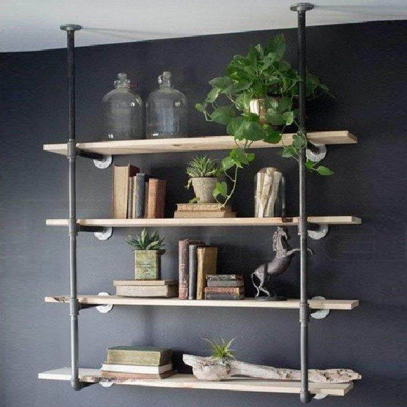 现代简约铁艺吊顶置物架家用客厅隔断创意吊架厨房壁挂收纳水管架