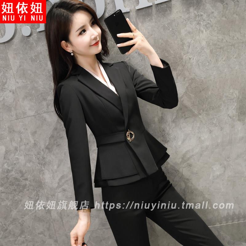职业装女套装时尚气质秋冬新款美容师工作服面试正装外套西服工装