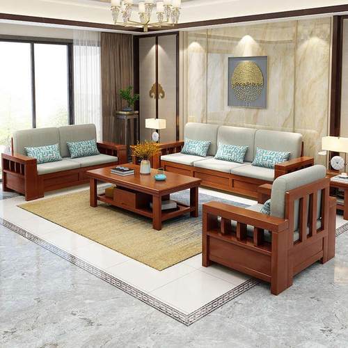 现代组合布艺沙发物沙发客厅木质实木冬夏储家具小户型两用中式