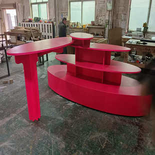 商场假发店展示柜时尚 美发头模展示架商场中岛陈列架木质烤漆展台