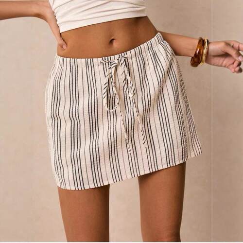 Women's Shorts Culottes With Pockets Adjustable Striped