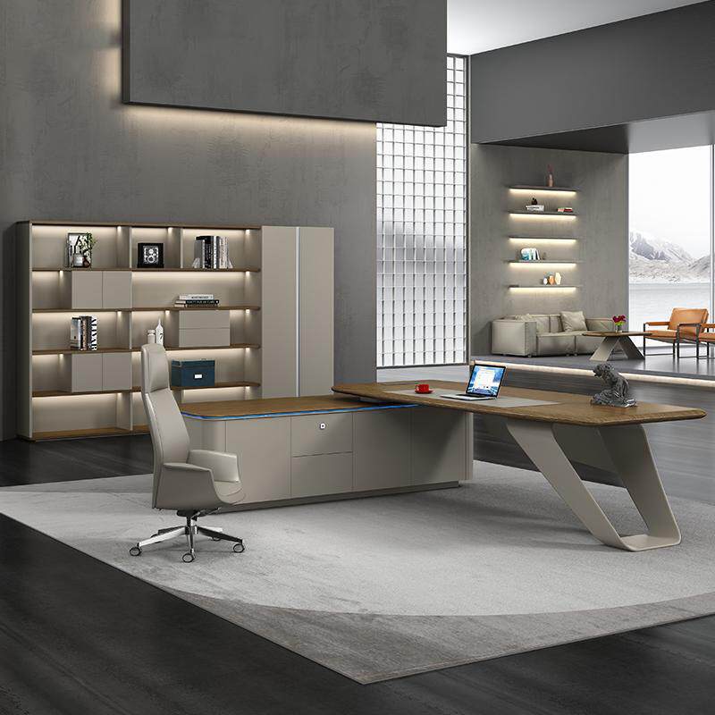 甄行办公家具老板办公桌简约现代大班台轻奢董事长办公室桌椅组合