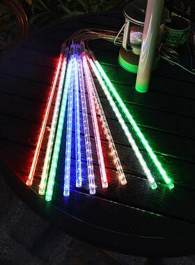 流星雨led灯THL太灯阳能串七彩树户外防水亮化装挂树上彩饰灯灯装