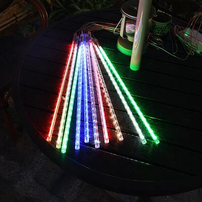 流星雨le灯化太阳能灯串七彩户树外防水CCT亮装饰挂树上彩灯d灯装