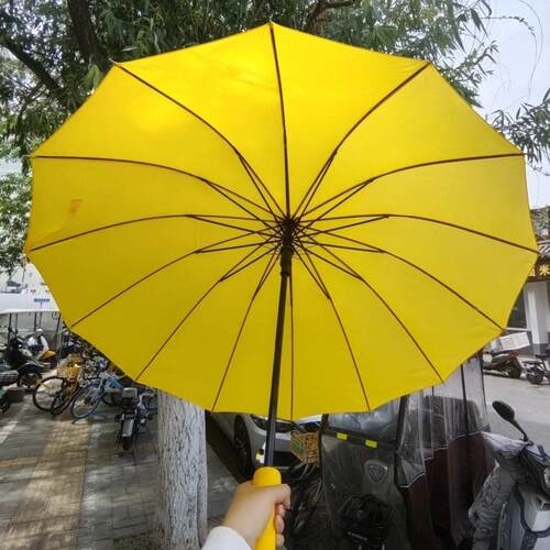 黄色雨伞背着善宰跑女生加大厚固便携自动长柄晴雨伞广告礼品伞美