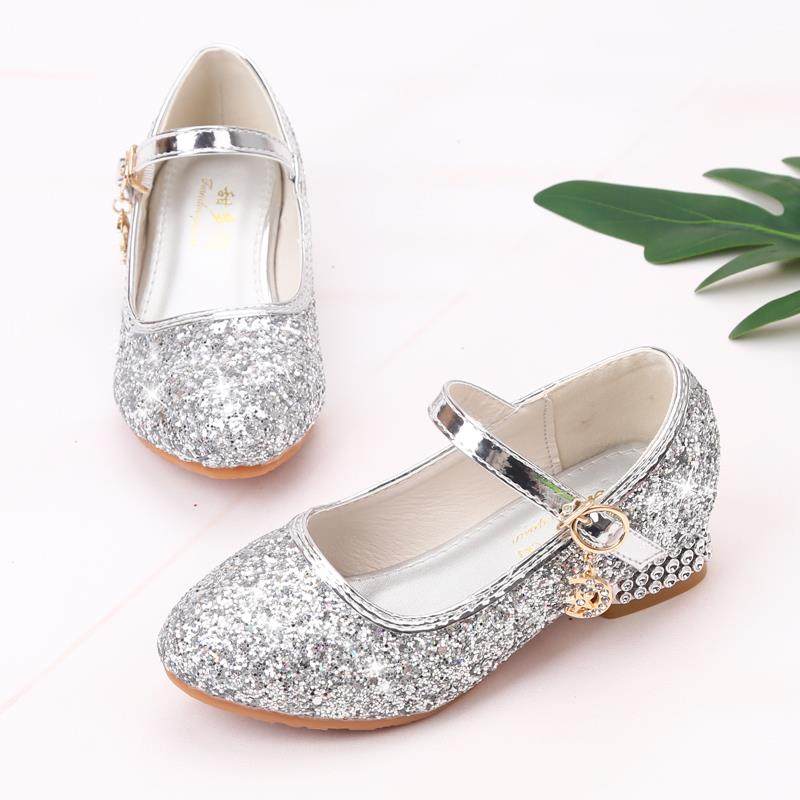 高档女童皮鞋2205新儿款时尚童高跟鞋蹈公主走秀主持舞表演出银色