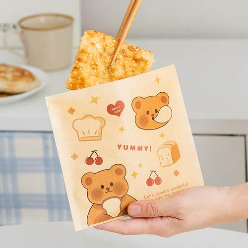 【精选好物】葱抓饼纸袋三明治包装纸早餐打包盒防油汉堡肉夹馍煎