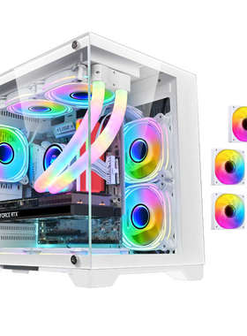 玩嘉孤勇者mini海景房机箱无立柱全景白色M-ATX台式电脑小机箱240