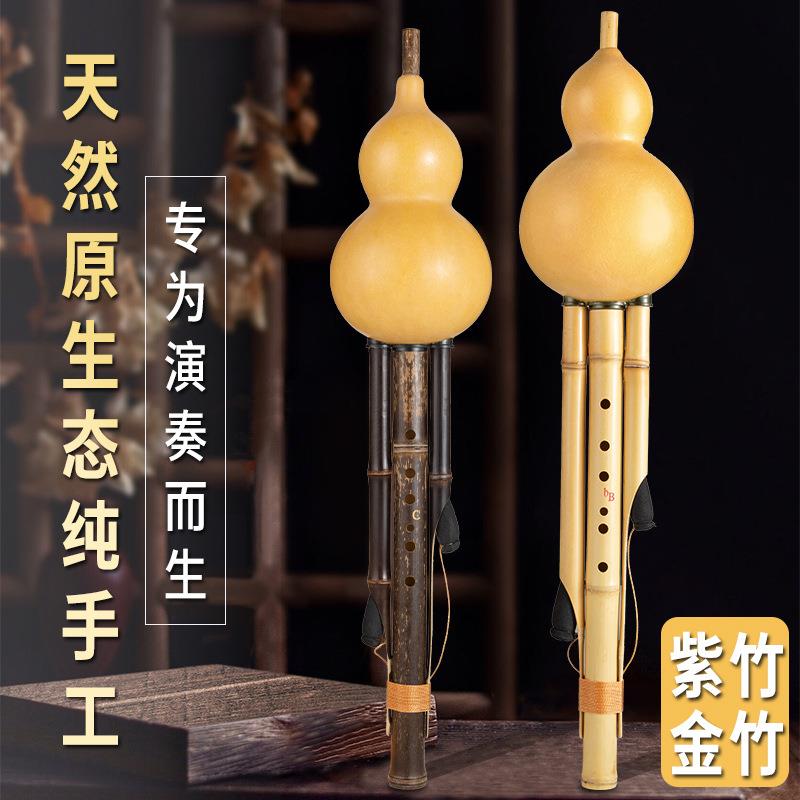 葫芦丝手工原生态紫竹金竹演奏级C调降B调零基础入门成人儿童乐器