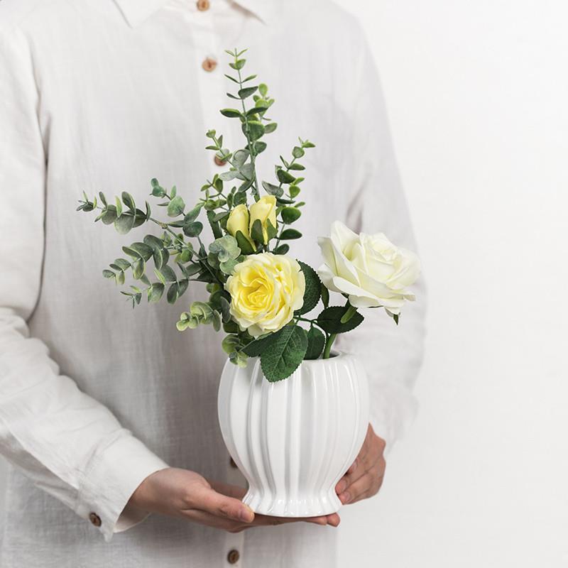 满天星花瓶陶瓷榴莲摆件客厅电视柜玄关餐桌床头插花器北欧风简约