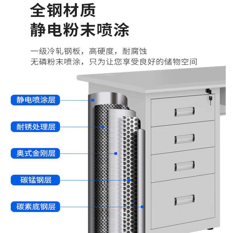 钢制办公桌电脑桌子铁皮单人带锁抽屉写字台医生财务工作台