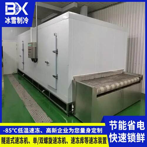 隧道式氟利昂速冻机章鱼带鱼包速冻流水线食品生产线速冻设备