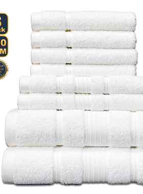 棉浴巾8套毛浴巾方巾八件套装巾件全棉纯素80334色面巾柔软吸水